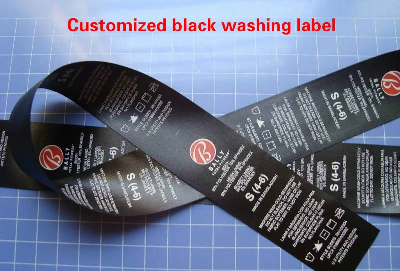 1000pcs/roll cheaper Customized satin black Washing Label ribbon care label  with your logo mark garment clothes printing label