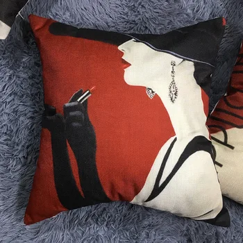 

Romantic Red Wine Elegant Throw Pillow Cover Woman Home Decor Sofa Car Linen Cushion Cover Pillow Case