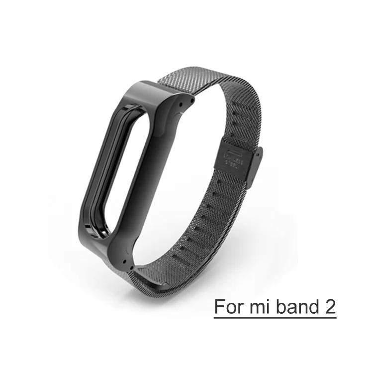 Металлический ремешок для Mi Band 3 браслет Mi Band 2 браслет из нержавеющей стали Безвинтовой MiBand 3 2 браслеты сменный ремешок на запястье - Цвет: Mi2 type2 black