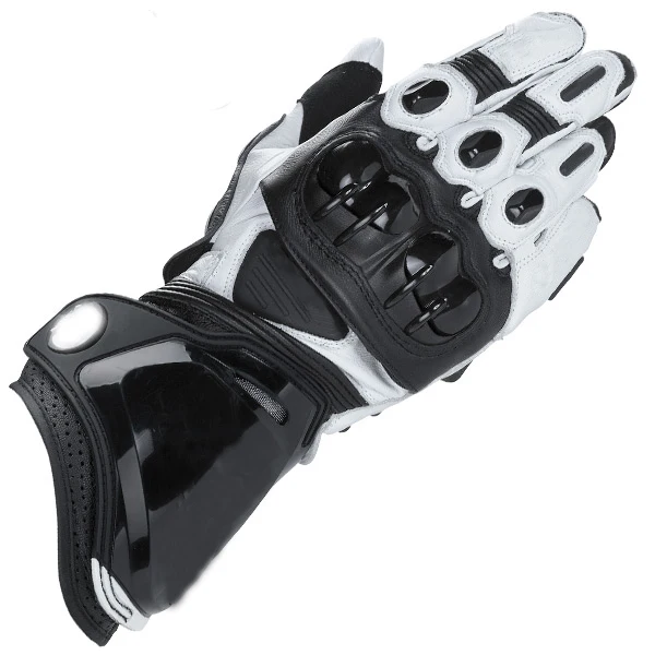 Willbros White Black Motorcycle Leather Moto GP Long Gloves Racing