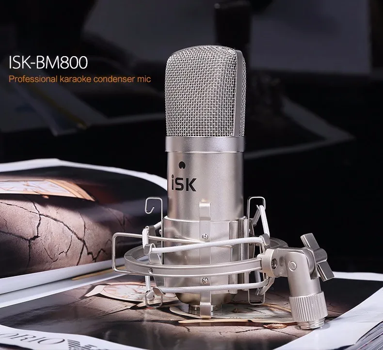 ISK BM-800+ usb звуковая карта значок upod nano профессиональный конденсаторный записывающий микрофон для студии и вещания