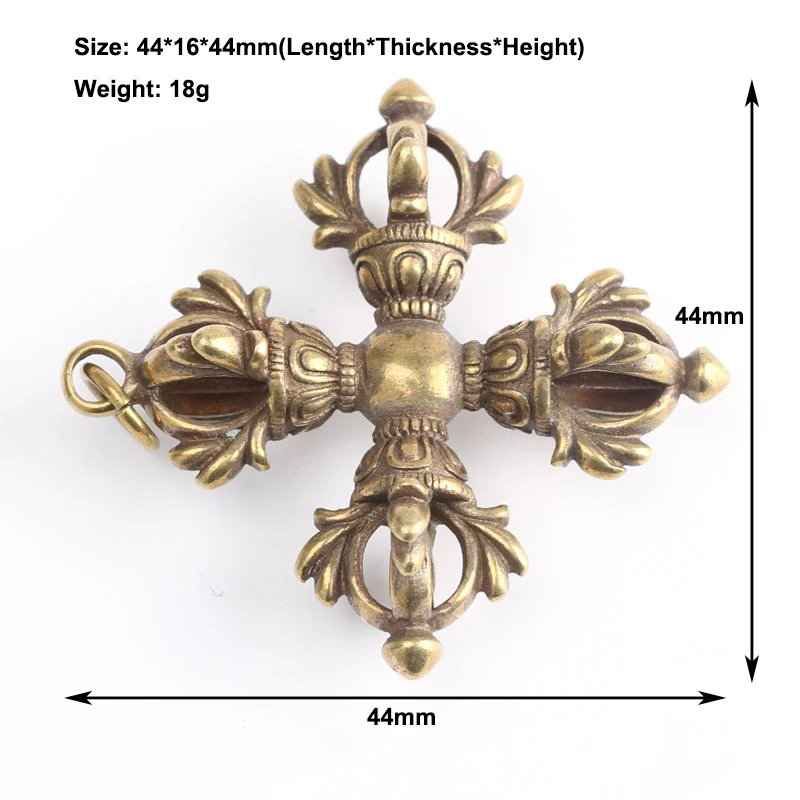 Медь буддизм Dorje крест Vajry пестик Брелок Кулон Винтаж Латунь Металлические Брелки сумка Шарм брелки коллекция произведений искусства