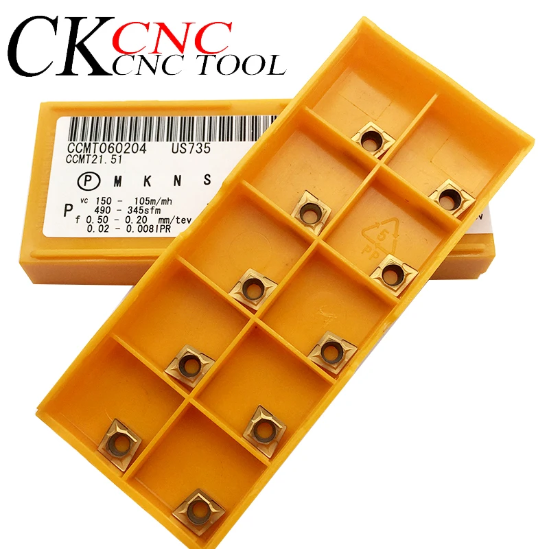 

10pcs CCMT060204 US735 carbide inserts Internal Turning tool CCMT060204 face endmills Lathe Tools Milling cutter CNC tool