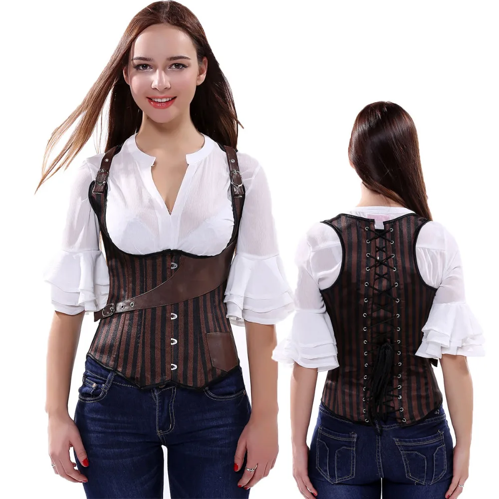 S XXL New Sexy Women Waist Cincher Corset Underbust Corselet Shoulder
