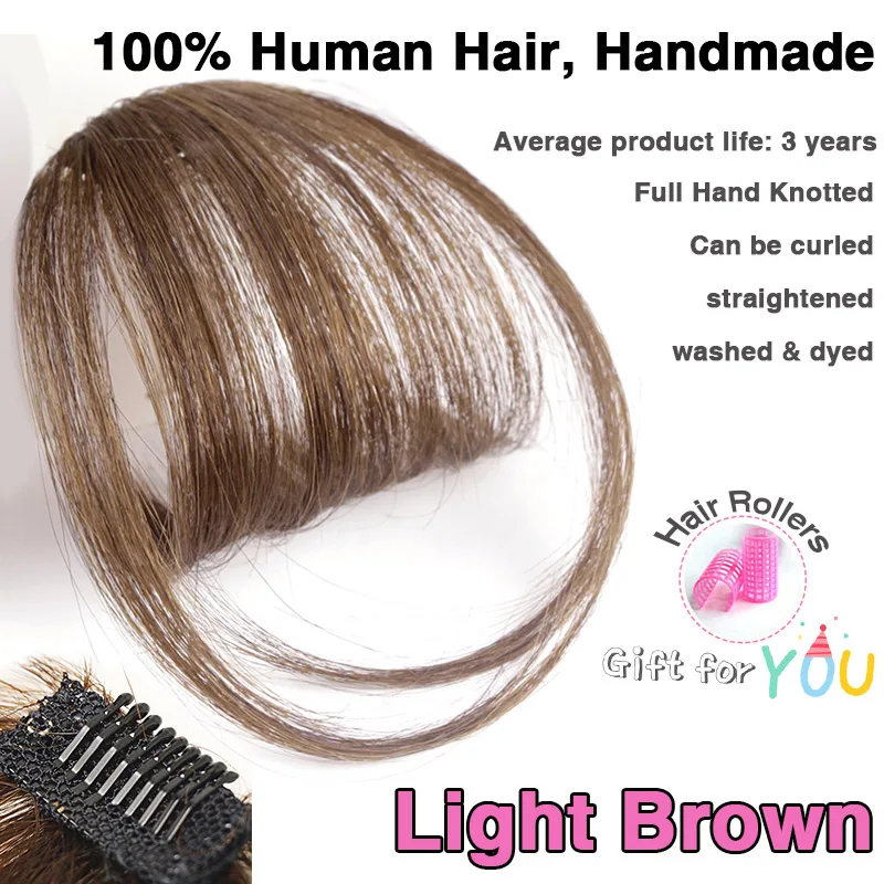 Волосы SW поддельные длинные тупые челки мини клип-в Наращивание волос Синтетические накладные волосы кусок бахрома плавно натуральный зажим для женщин - Цвет: Human hair-LB
