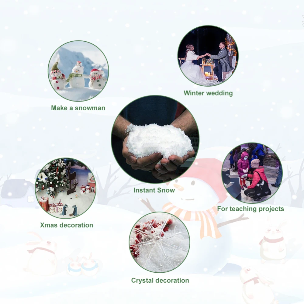 1Pack Frozen Party Supplies Magic Instant Snow Fluffy Artificial Snowflakes Decor For Christmas New Year Child Play Supplies 1Pack Frozen Party Supplies Magic Instant Snow Fluffy Artificial Snowflakes Decor For Christmas New Year Child Play Supplies
