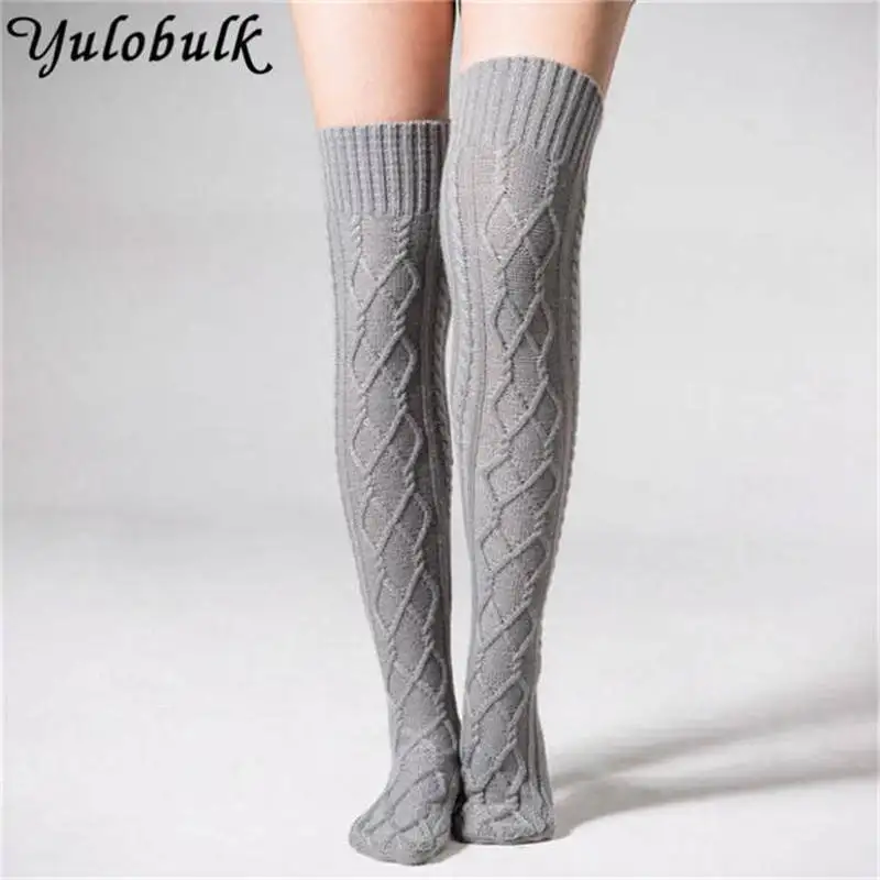 

Knitted Women Leg Warmers Above Knee Long Home Room Socks Rhombus Grid Boot Socks Woman Boot Cuffs Winter Leg Warmer Knee Warmer