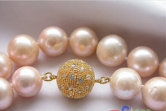 

FREE SHIPPINGAAA++ REAL 17" 13mm ROUND PINK FRESHWATER PEARL NECKLACE
