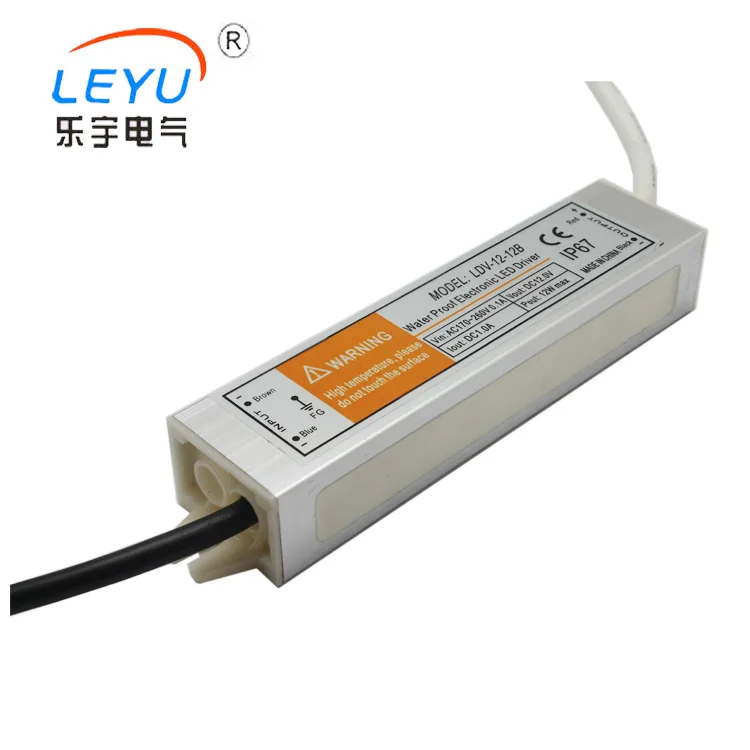 

IP67 high efficiency samll size waterproof 12w 12v dc output led driver single output power supply waterproof OEM available