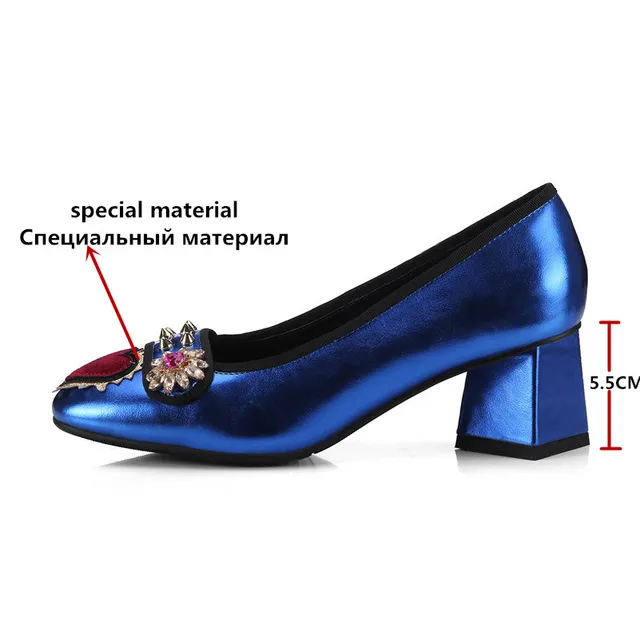 blue and silver high heels