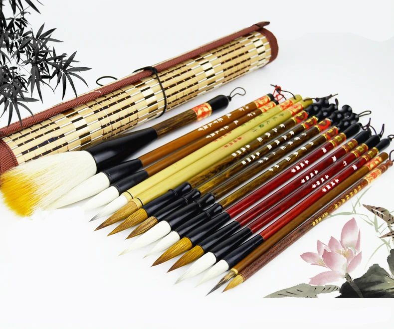 Conjunto de Luxo de Alta Qualidade Tradicional Caligrafia Caneta Pincel Pintura Grande Médio Pequeno Roteiro Regular Escrita Pen Brushes 15 Pcs 3 writing brush