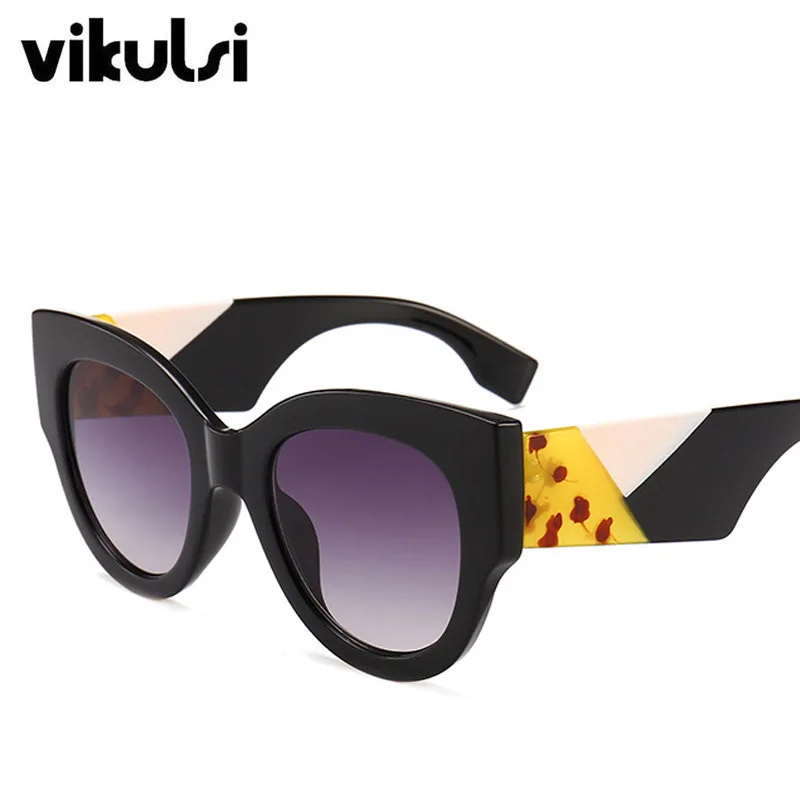 Роскошные модные солнцезащитные очки кошачий глаз с круглыми линзами, женские солнцезащитные очки в стиле ретро, брендовые дизайнерские очки для женщин, очки, черные, синие, Oculos De