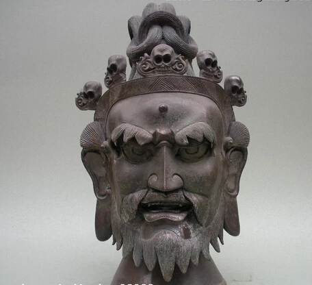 

huij 006556 14"Tibet Folk 100% pure Bronze Skull Wizard head Buddhist Ritual statue