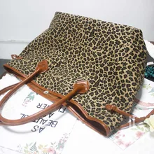 Леопардовая парусиновая сумка оптом заготовки предзаказ Лоскутная сумка с леопардовым рисунком с магнитной застежкой большая сумочка DOM106388