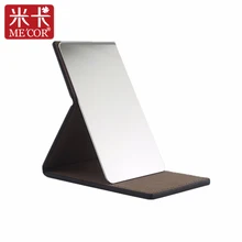 ME’COR StainlessSteel Fashion Face Mirror Unbreakable Hand Makeup Mirrors PU Framed Shower MirrorPocketMini MirrorDesktopMirror