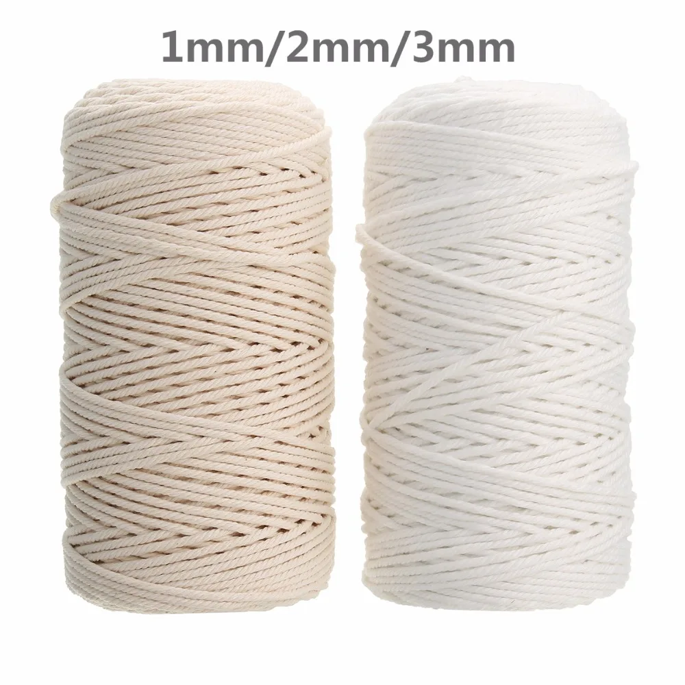 1 шт 100% натуральный хлопок витой шнур 1/2/3 мм Диаметр 200 m/400 m Длина для DIY домашнего текстиля Craft макраме Artisan строка