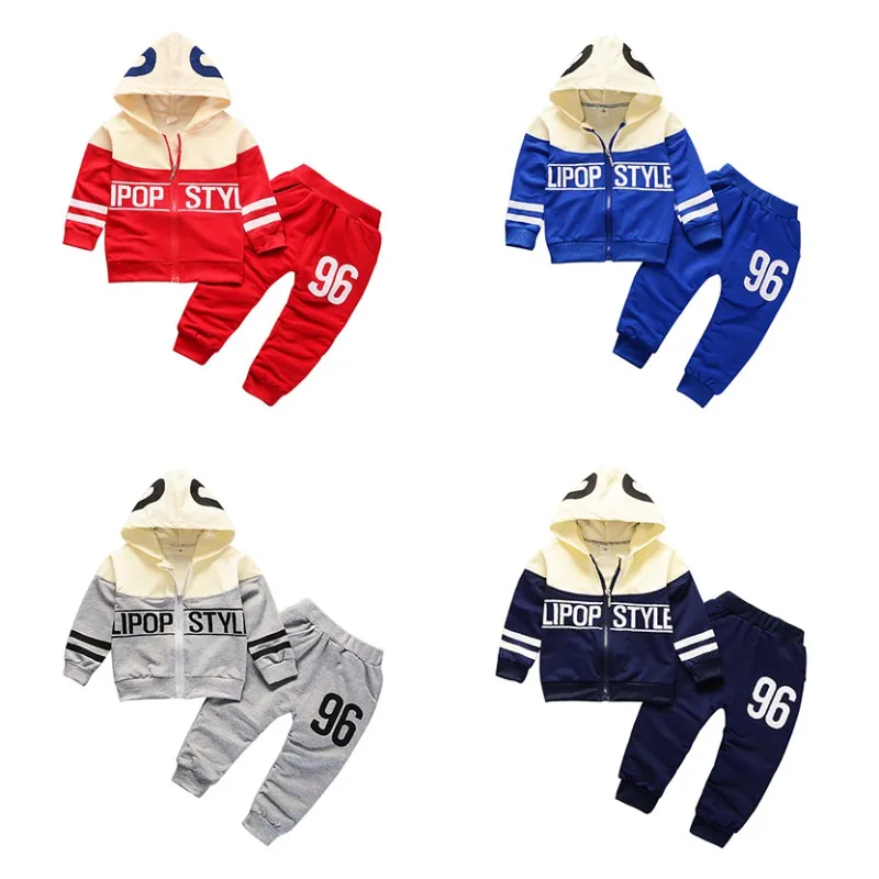 

Baby Boy Girl Clothing Letter Printing Two-piece Hooded Jacket+Long Trousers Casual Clothes Autumn Spring Warm Set