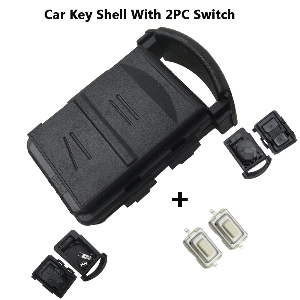 Okeytech remoto chave do carro caso capa escudo fob 2 botões & 2 micro interruptor suporte da bateria para vauxhall opel corsa agila meriva combo