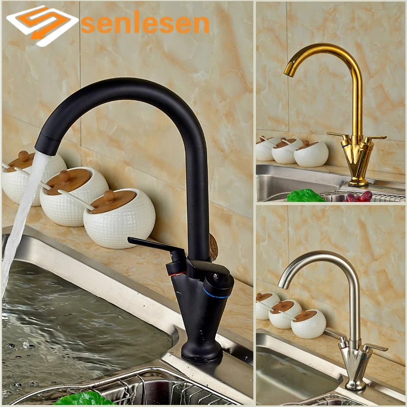 

Promotion Modern Swivel Spout kitchen Faucet Dual Handles Vessel Sink Mixer Tap
