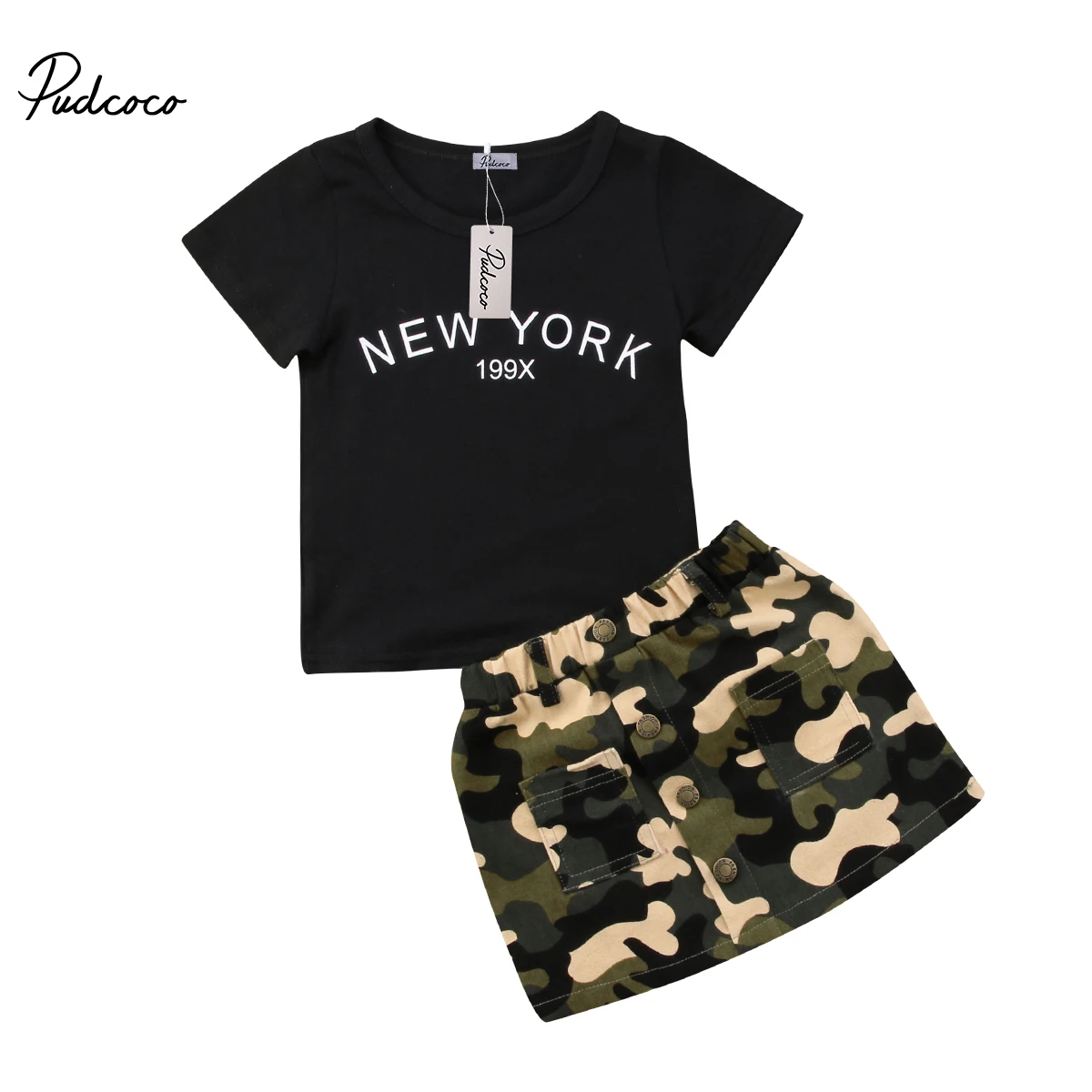 

2018 Brand New Summer Toddler Infant Kids Baby Girls Cotton T-shirt Camouflage Skirts 2Pcs Casual Camo Outfit Clothes 6M-4T