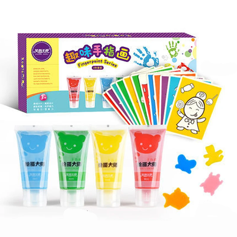 

4 Colors Kids Graffiti Toy Glitter Fingerprint Painting Finger Paint Children's Washable Non-toxic DIY Tempera Drawing Toy Set