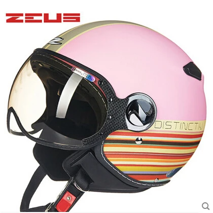 ZEUS бренд 210C мотоциклетный шлем, шлем с открытым лицом, ретро-шлем для мотокросса, солнцезащитный козырек, Casco Capacete - Цвет: Matte Pink DD51