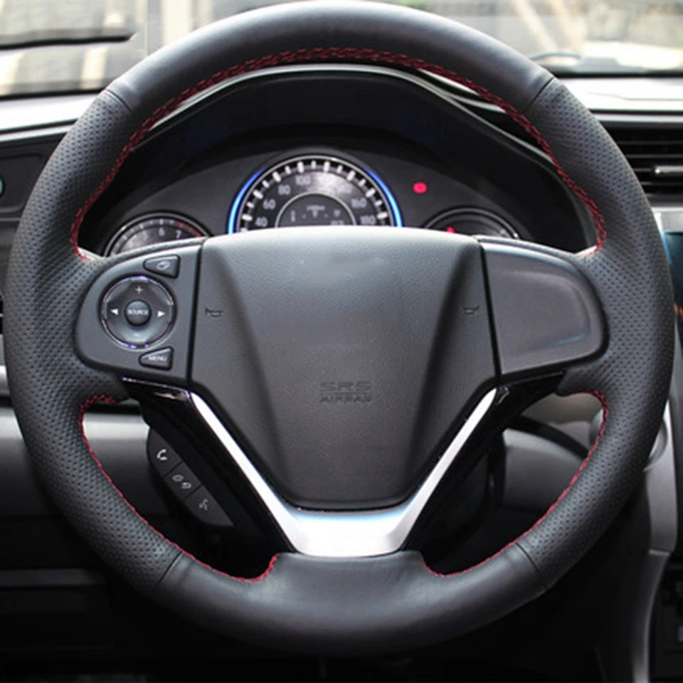 Искусственная кожа крышка рулевого колеса черный автомобиль Руль Обложка для Honda CRV 2012 2013 крышка рулевого колеса