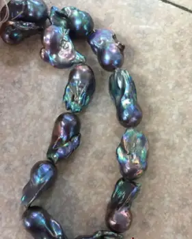 

new AAAA REAL 17" 30mm south sea baroque black pearl necklace earring set