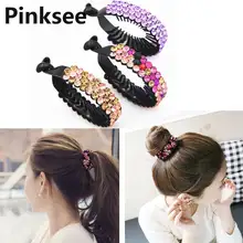 Горячие фрикадельки аксессуары для волос женские Когти для волос Головные уборы стразы заколка для волос с кристаллами Птичье гнездо цветочный твист гребень заколка для волос