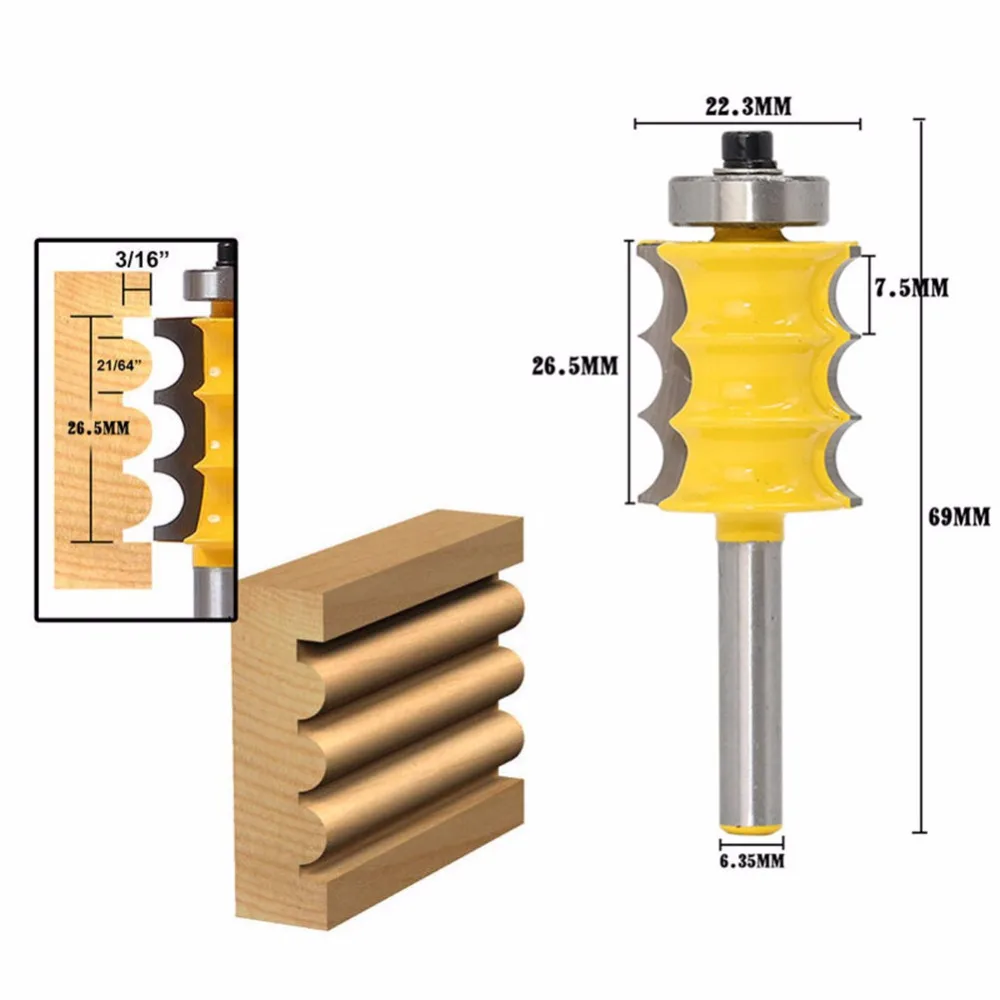 Three Ball Beading Knife 1/4 Handle Wood Milling Cutter Timming Machine