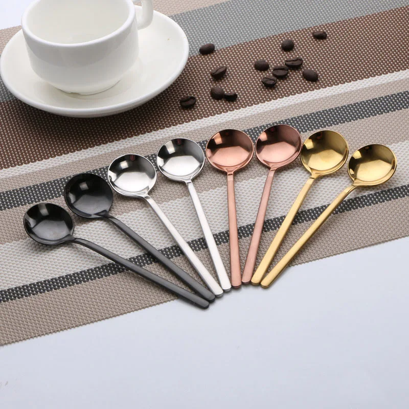 

Creative 304 Stainless Steel Coffee Spoon Round Spoon Mixing Milk Tea Spoons Christmas Gift Dessert Snacks Tableware