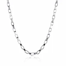 Hot 18-inch rectangular checkered chain geometry wind Lady 925 sterling silver necklaces DIY accessories fast delivery