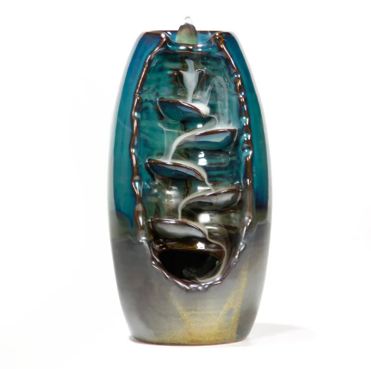 

Creative Home Resturant Bouddha Decor Cones Incense Burner Ceramic Backflow Waterfall Smoke Incense Burner Censer Holder LF184