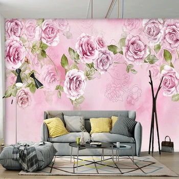 

Custom Photo Wallpaper 3D Floral Purple Rose Silk Background Modern Simple Romantic Living Room Bedroom Wall Design Mural Paper