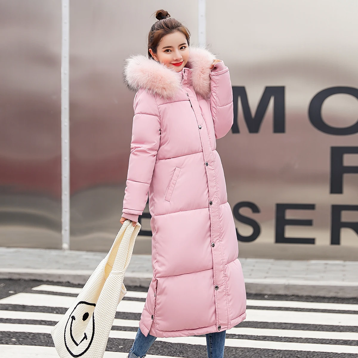 Cappuccio Cappotto Mujer Lwl929 Vestiti Tcyeek gray Invernale Spessore Abrigo Giacca Caldo Grande pink Imbottito Di Lungo Cotone 2019 Con Parka Donne army Femminile Nuovo Green Black Pelliccia 66Rx1T