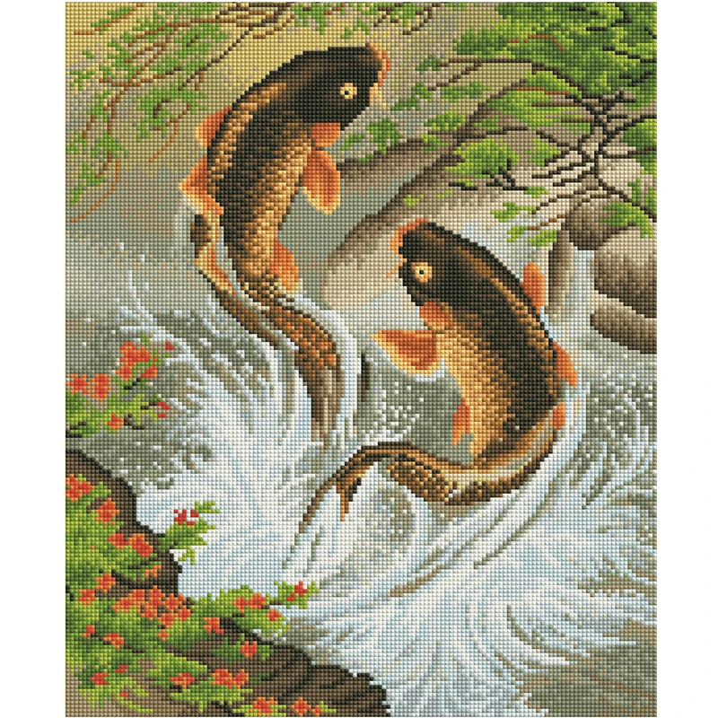 Diamond-painting-exquisite-stitch-of-mosaic-carp-picture-home-decor-full-Square-5D-diy-hand-made