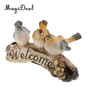 

Resin Ornaments Welcome Tree Bird Miniature Home Table Desk Decoration Gift