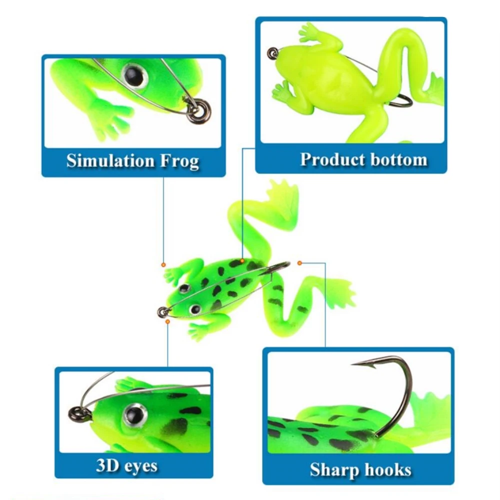 1pcs/lot 6cm/5.2g Pesca Fishing Lure Artificial Fishing Silicone Bait Frog Lure with Hook Soft Fishing Frog Lures fishing tackle