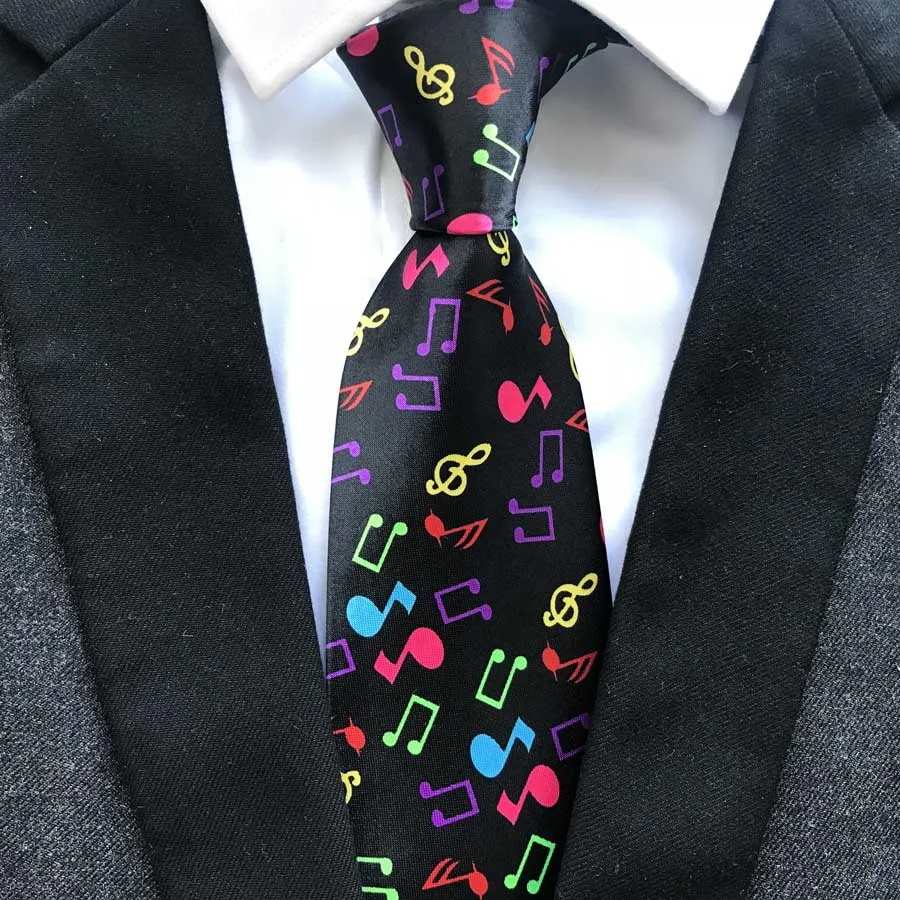 9cm Men Unique Designer's Musical Necktie Musician performer Ties Black
