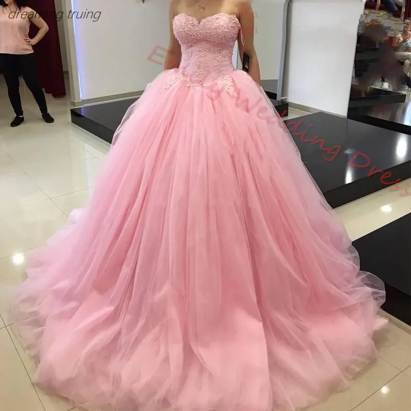 Милое розовое Пышное Платье на 16 лет Vestido debutante 15 anos, бальное платье с высокой горловиной, кружевные вечерние платья для выпускного вечера