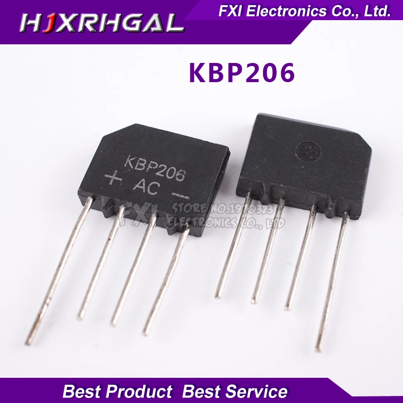 

10PCS KBP206 KBP206G ZIP Bridge Rectifier 2A 600V New original