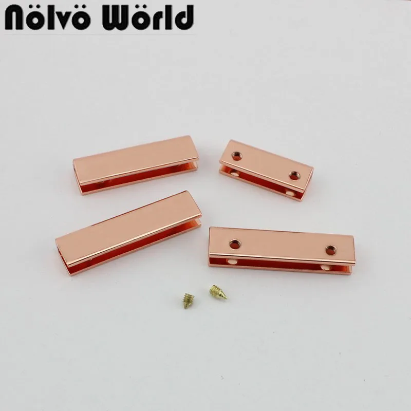 

10pcs 25mm 38mm Rose gold handbag decoration end clips by screws,silver color square strap cover clasp