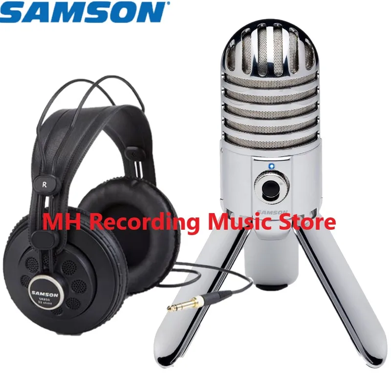 Samson Meteor Mic USB Студийный конденсаторный микрофон с наушниками SAMSON SR850 для видеозаписи компьютера