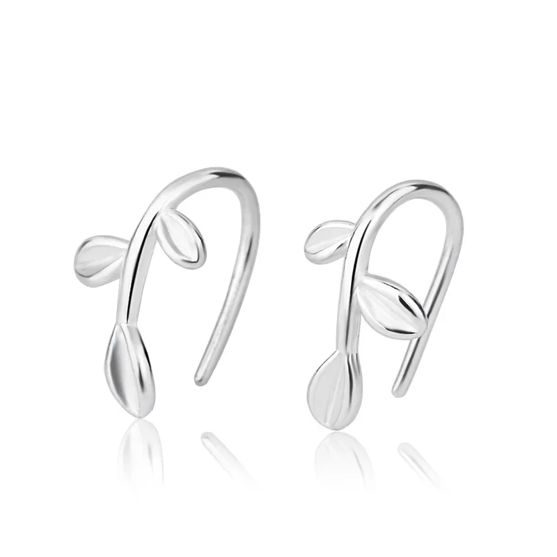 

925 Sterling Silver Leaf Stud Earrings For Women Grils Engagement Wedding Birthday Gift Jewelry Brincos A146