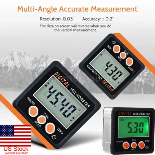  4*90° Digital Inclinometer Level Box Mini Protractor Angle Finder Bevel Gauge Magnet Magnetic Base 