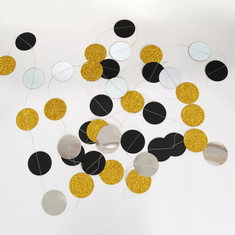 

5cm Circles 4M Paper Garland Gold Silver Paper Circle Banner Home Wall Hanging Baby Shower Birthday Wedding Decoration Supplies