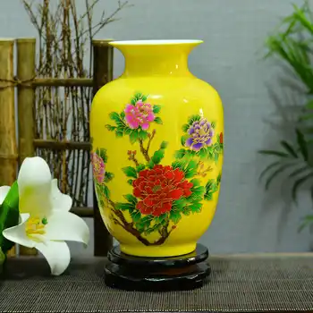New Chinese Style Jingdezhen China Red crystal glaze flowers bloom vase modern home decoration handicraft living room decoration