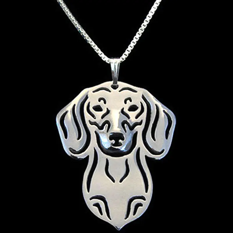 Dachshund Necklace Silver Dog Pendant Necklace Animal Charm Christmas
