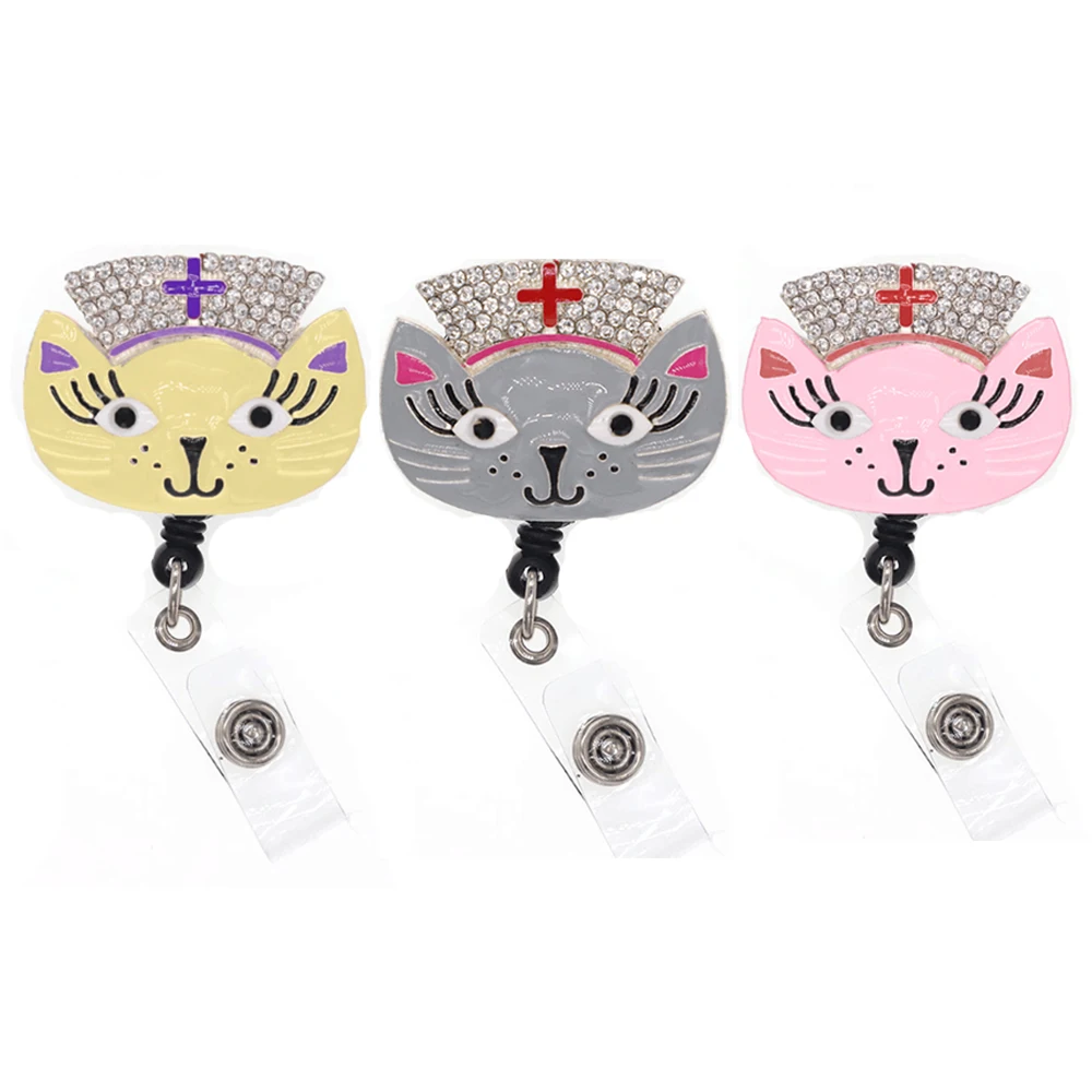 

nursing id badge holder reel clip medical rhinestone Retractable ID Badge Reel