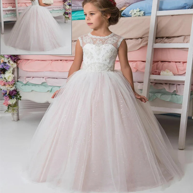 Ivory White Lace Flower Girls Dress Princess Dress First Communion ...